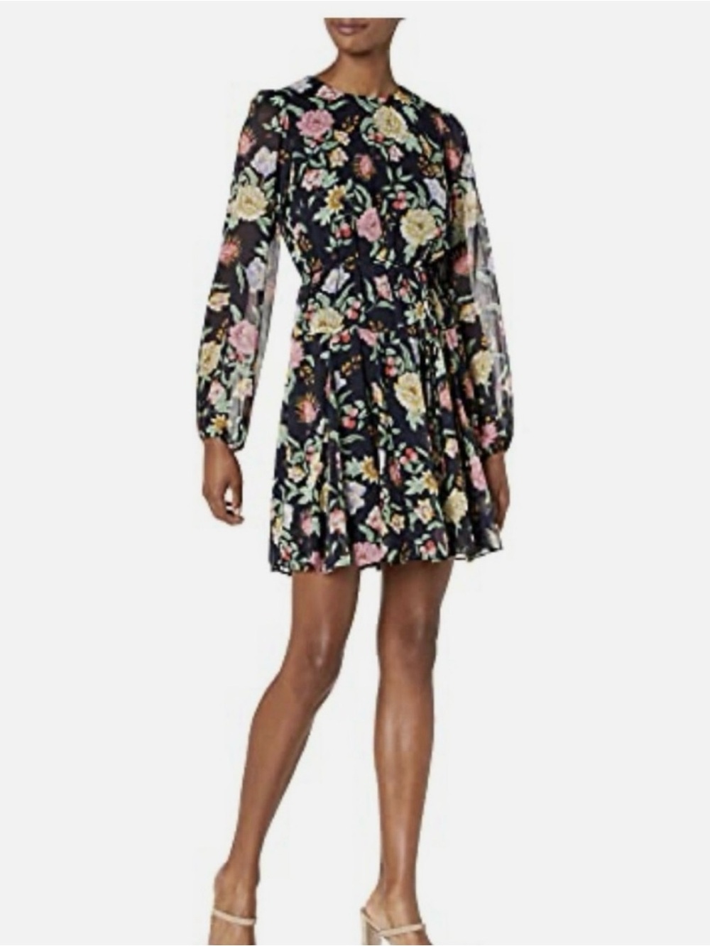 Tommy Hilfiger Black Floral Long-Sleeve Mini Dress